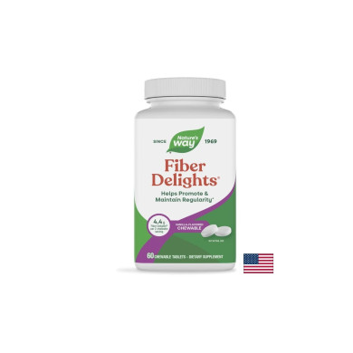 Fiber Delights - Микс от фибри за отслабване и детоксикация, 60 дъвчащи таблетки Nature’s Way