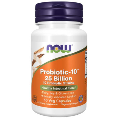 Now - Probiotic-10 - 25 Billion / Пробиотик 10-25 млрд.- 50 Капсули