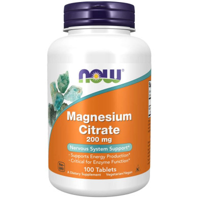 Now - Magnesium Citrate / Магнезиев Цитрат 200 Мг - 100 Таблетки