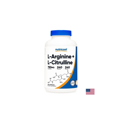 Тонус и енергия - Л-Аргинин + Л-Цитрулин (L-Arginine + L-Citrulline), 500 mg + 250 mg, 240 капсули