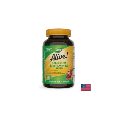 Alive! Calcium + D3 Gummies / Алайв! Калций + D3, 60 желирани таблетки Nature’s Way