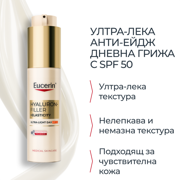 'Eucerin® Hyaluron-Filler + Elasticity Ултралек дневен крем SPF50, 50ml