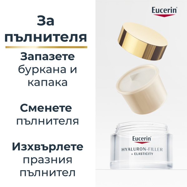 Eucerin®Hyaluron-Filler +Elasticity Дневен крем за всеки тип кожа SPF30, Рефил