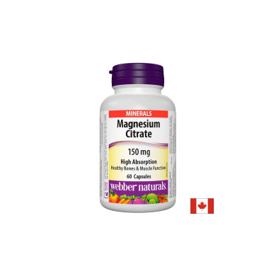 Magnesium Citrate / Магнезий цитрат /С висока абсорбция/ 150 mg, 60 капсули Webber Naturals