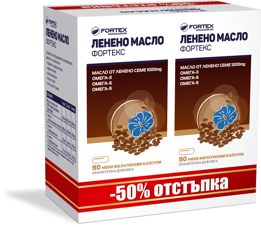 ЛЕНЕНО МАСЛО капсули 1000 мг х 90 1 + 1 ФОРТЕКС