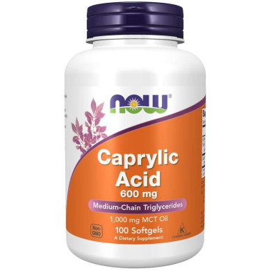 Now - Caprylic Acid / Каприлова Киселина 600 Мг - 100 Дражета