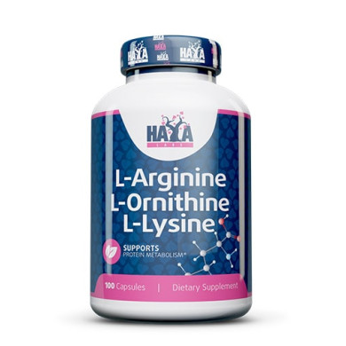 Haya Labs L-Arginine / L-Ornithine / L-Lysine / Л-Аргинин, Л-Орнитин, Л-Лизин 100 Caps.