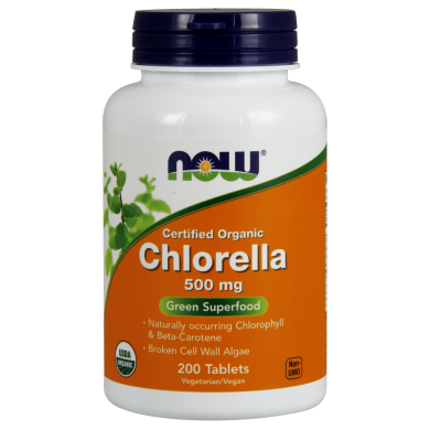 Now - Chlorella / Хлорела 500 Мг (Organic) - 200 Таблетки