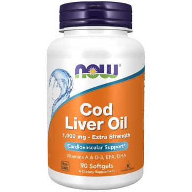 Now - Cod Liver Oil / Масло от дроб на Треска 1000 Мг - 90 Дражета
