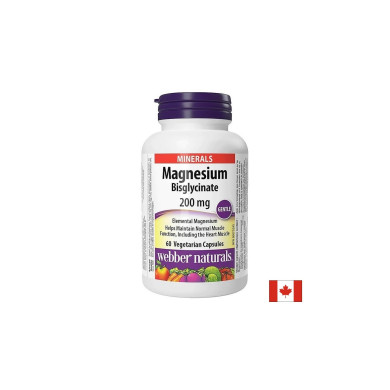 Magnesium Bisglycinate/ Магнезий (бисглицинат) 200 mg x 60 капсули Webber Naturals
