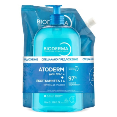 Bioderma Atoderm Душ гел без сапун 1 l + Пълнител 1 l