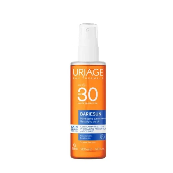 Uriage Bariesun Skin Shield Слънцезащитно сухо олио за коса и тяло SPF30 200 мл + подарък плажна чанта