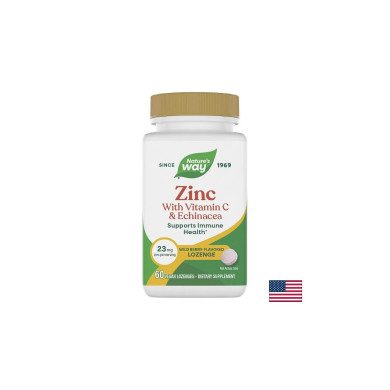 Zinc Lozenges/ Цинк с Ехинацея и Витамин С х 60 таблетки за смучене Nature’s Way