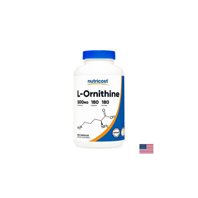 Детоксикация и черен дроб - Л-Орнитин, L-Ornithinе, 500 mg х 180 капсули Nutricost