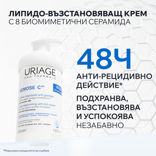 URIAGE XEMOSE C 8+ - CREME RELIPIDANTE ANTI-IRRITATIONS УСПОКОЯВАЩ ЛИПИДО-ВЪЗСТАНОВЯВАЩ КРЕМ 400ml