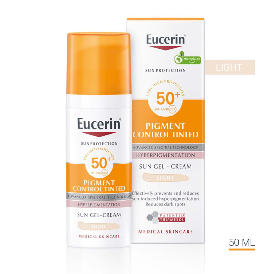 Eucerin Оцветен слънцезащитен гел-крем за лице PIGMENT CONTROL SPF 50+ Светъл нюанс 50мл
