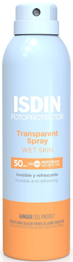 ISDIN Fotoprotector Transparent Spray Wet Skin SPF 50+Освежаващ прозрачен слънцезащитен спрей, подходящ за нанасяне върху мокра кожа 250мл 