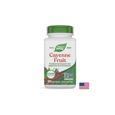 Cayenne Fruit/ Лют червен пипер (плод) 450 mg х 100 капсули Nature’s Way