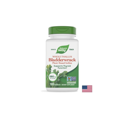 Bladderwrack Whole Thallus/ Кафяви водорасли/ Фукус 580 mg х 100 капсули Nature’s Way