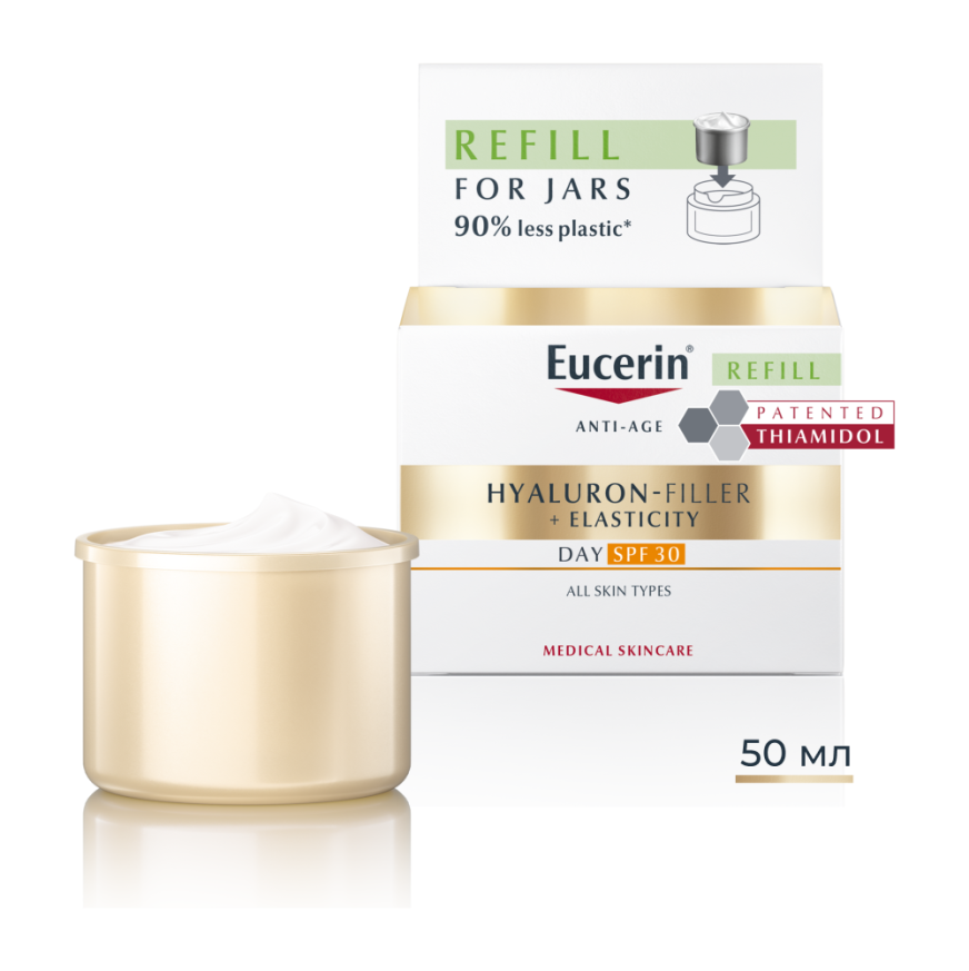 Eucerin®Hyaluron-Filler +Elasticity Дневен крем за всеки тип кожа SPF30, Рефил