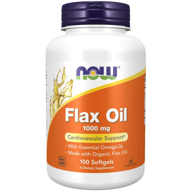 Now - Flax Oil Organic / Ленено Семе 1000 Мг - 100 Дражета