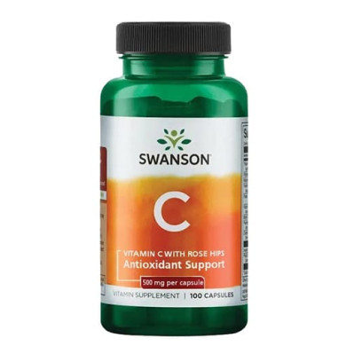 SWANSON Vitamin C with Rose Hips 500mg. / 100 Caps