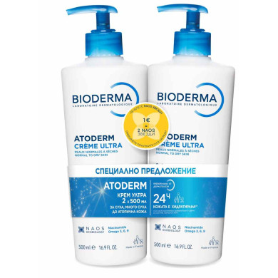Bioderma Atoderm Creme Ултра-подхранващ крем 2х500мл ПРОМО