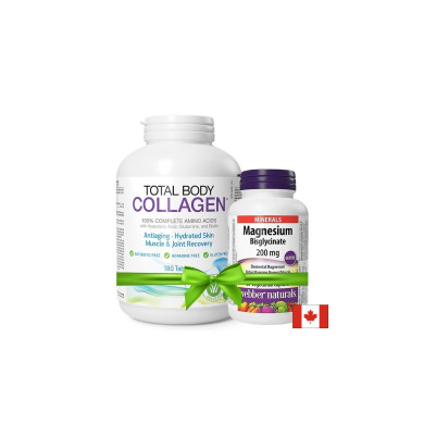 Total Body Collagen Хидролизиран говежди колаген с хиалуронова киселина, глутамин и биотин х 180 таблетки + ПОДАРЪК Магнезий (бисглицинат) 200 mg х 60 V капсули