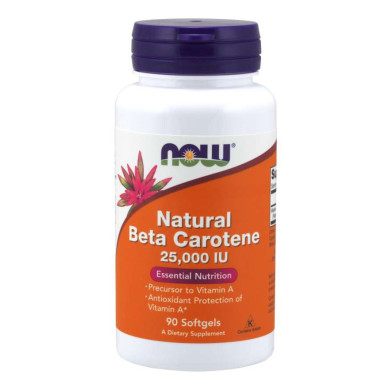 Now - Natural Beta Carotene / Бета Каротин 25,000 Iu - 90 Дражета
