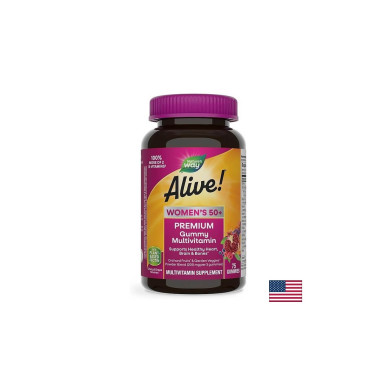 Alive! Women’s 50+ Premium Gummies multivitamin / Алайв! Премиум мултивитамини за жени 50+ , 75 желирани таблетки Nature’s Way