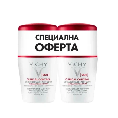 Vichy Clinical Control Дезодорант рол-он против изпотяване 96 часа 2 x 50 мл Комплект
