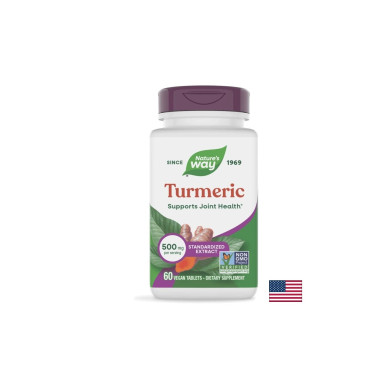 Куркума екстракт от корен - Turmeric 500 mg, стандартизиран до 95% куркуминоиди, 60 таблетки Nature’s Way